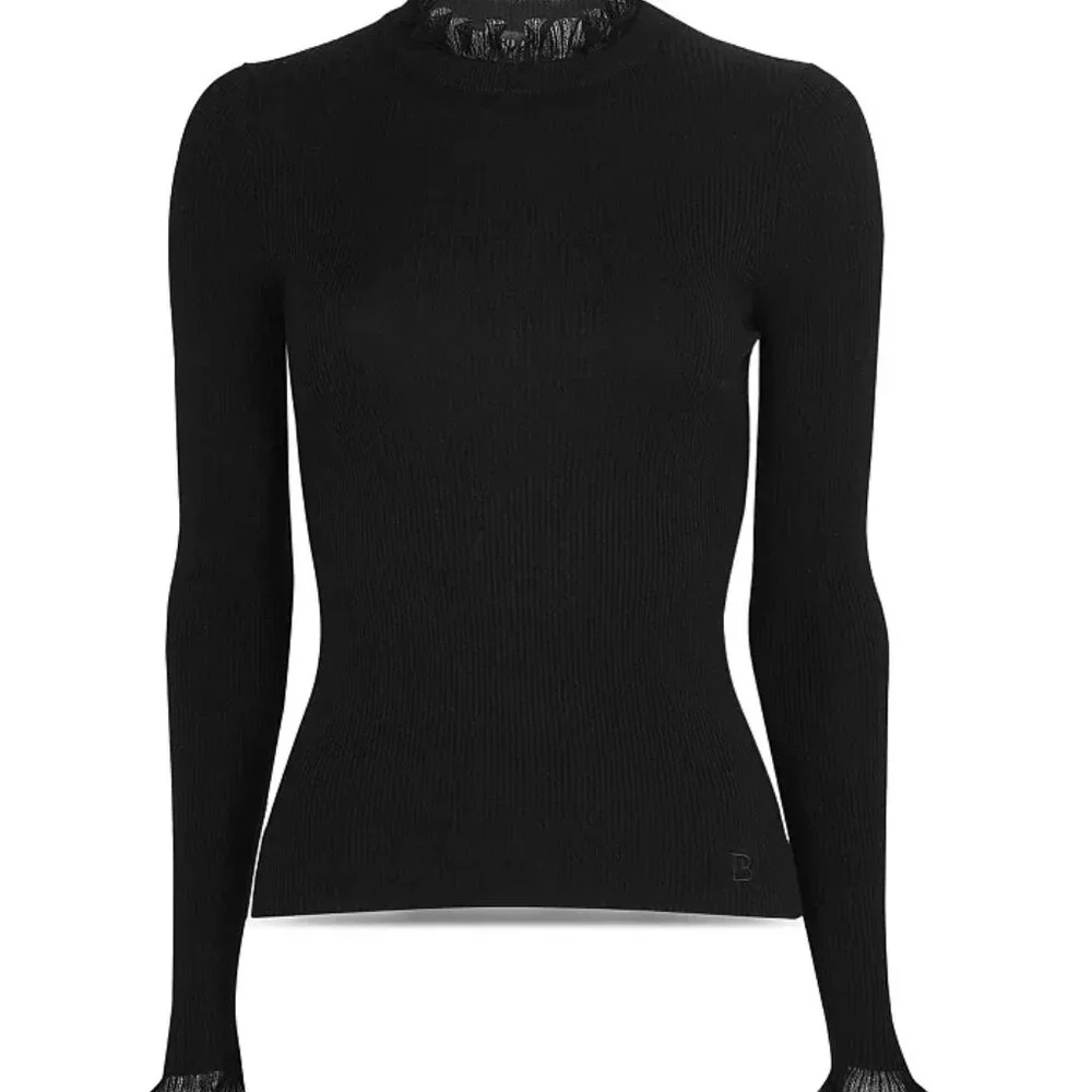 Ted Baker Dvana Frilled Trim Ribbed Sweater - Picture 1 of 7